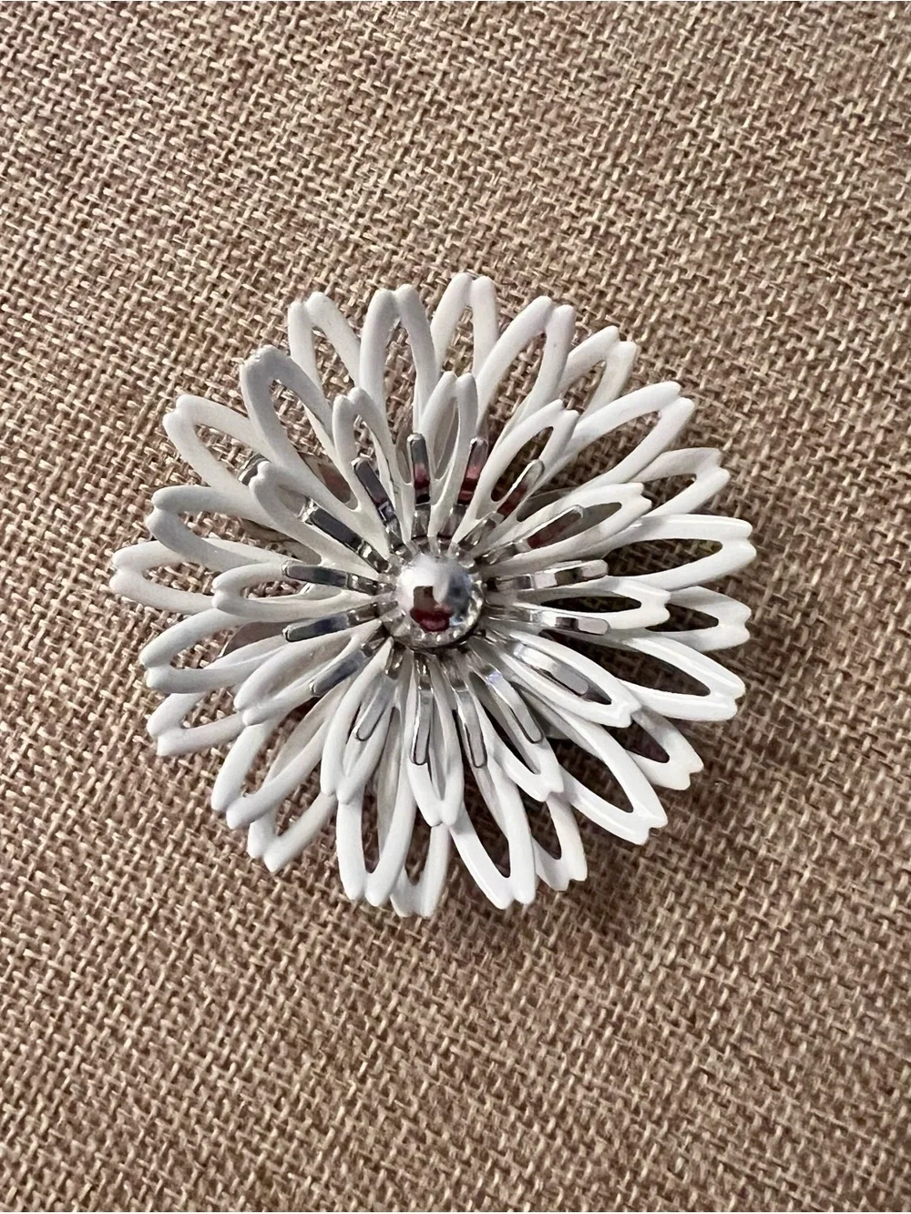 Vintage Sarah Coventry White Enamel Daisy Brooch Pendant - 1960’s